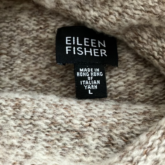 EILEEN FISHER boxy merino wool tweedy turtleneck sweater pullover Size L - Picture 5 of 8